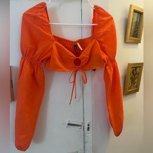 H&M XS Neon Orange Summer Crop Top